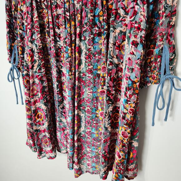 Anthropologie Abia Velvet Peasant Renaissance Festival Burnout Mini Dress - Picture 11 of 13